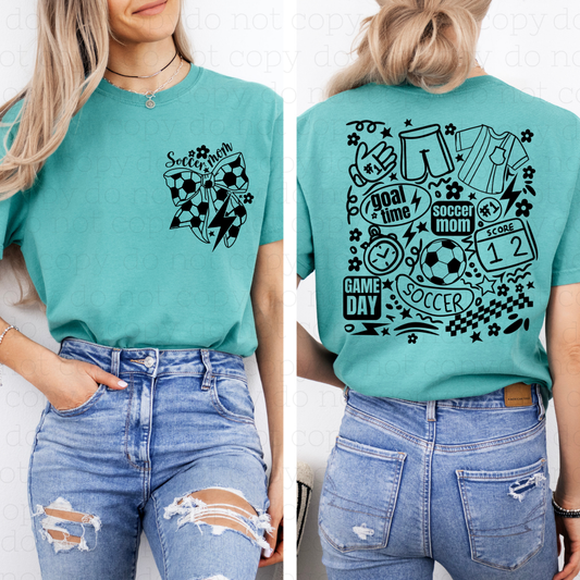 COQUETTE SOCCER MOM - FRONT+BACK - DTF TRANSFER - Hectic Momma Printing