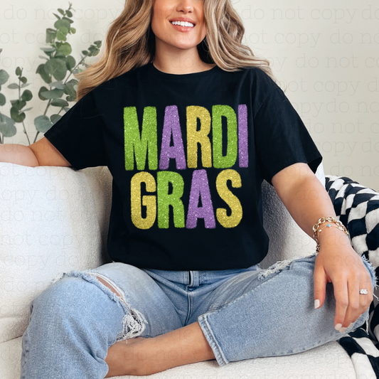 MARDI GRAS - FAUX GLITTER - DTF TRANSFER