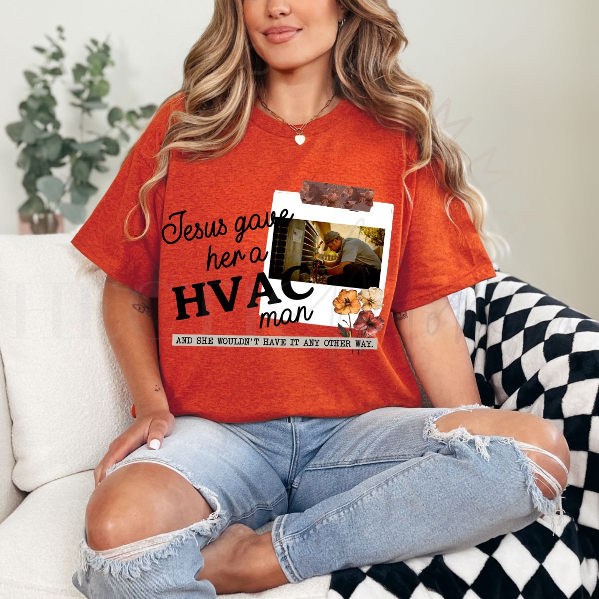JESUS GAVE HER A HVAC MAN - DTF TRANSFER - Hectic Momma Printing