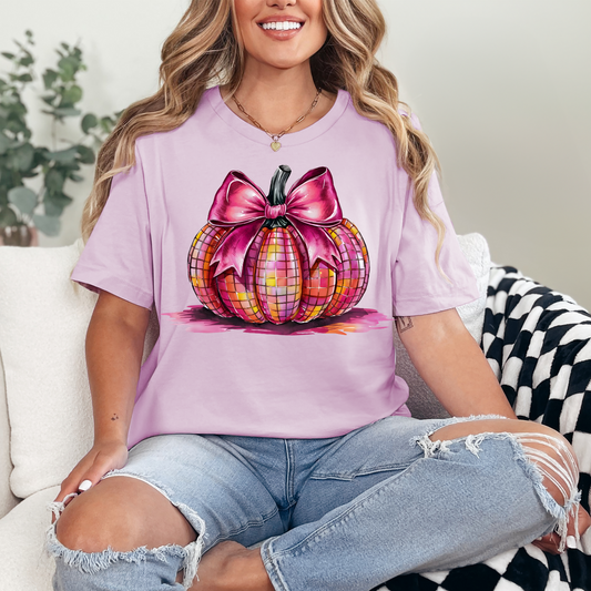 FAUX PINK & YELLOW SEQUIN PUMPKIN - DTF TRANSFER