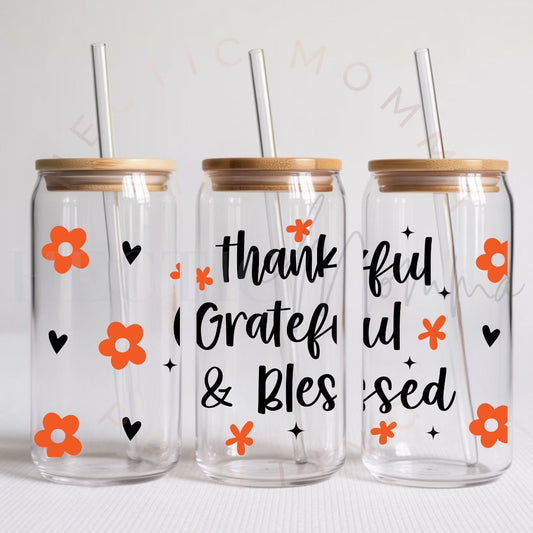 THANKFUL GRATEFUL BLESSED - UV DTF