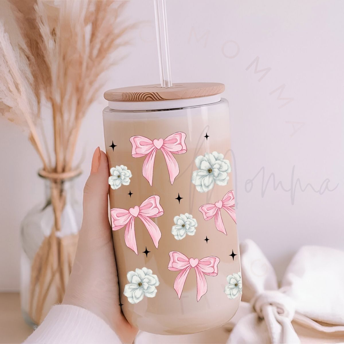 COQUETTE FLOWERS & PINK BOWS - UV DTF