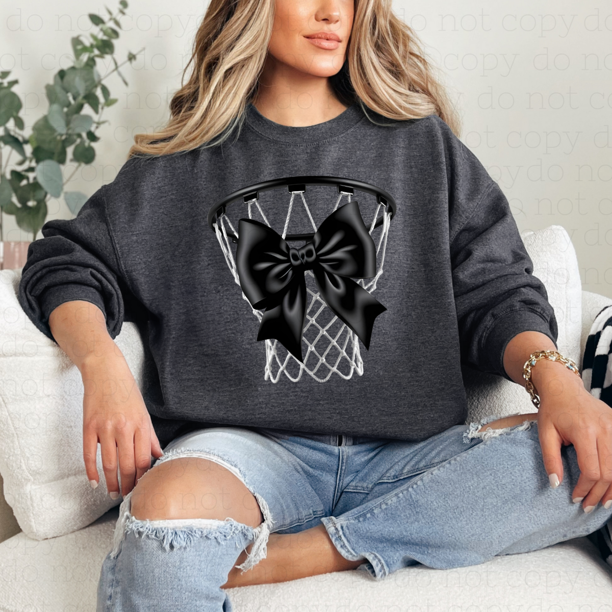 COQUETTE BASKETBALL HOOP - BLACK - DTF TRANSFER - Hectic Momma Printing