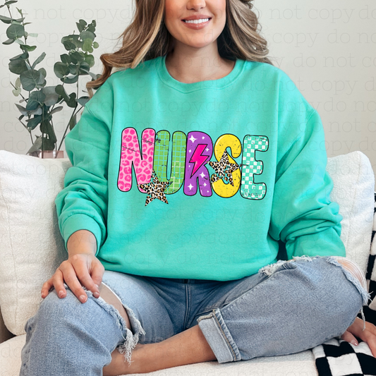 RETRO NURSE - DTF TRANSFER - Hectic Momma Printing