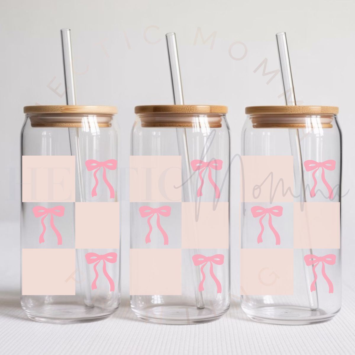 COQUETTE CHECKERED PRINT & BOWS - UV DTF