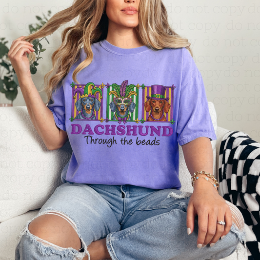 DACHSHUND THROUGH THE BEADS - FAUX YARN - DTF TRANSFER