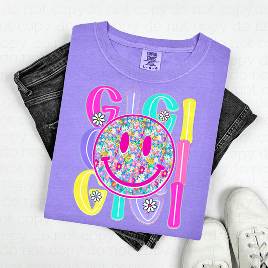 GIGI FLORAL SMILEY - DTF TRANSFER