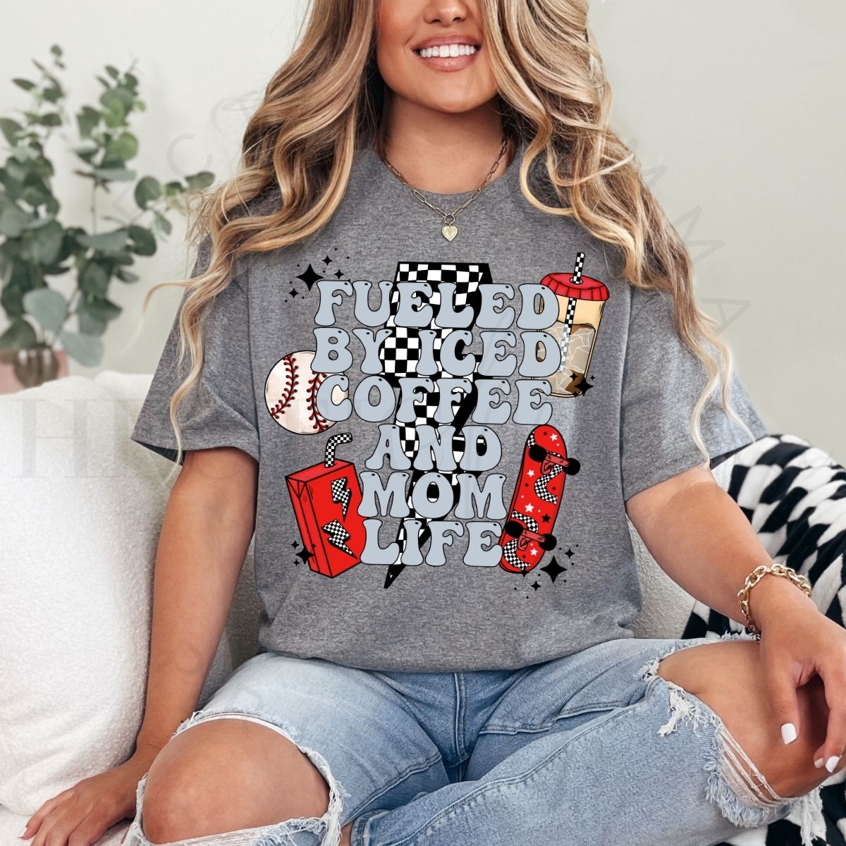 FUELED BY ICED COFFEE AND MOM LIFE - DTF TRANSFER