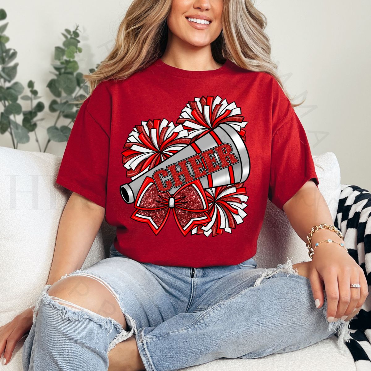 COQUETTE CHEER *FAUX GLITTER - RED* - DTF TRANSFER