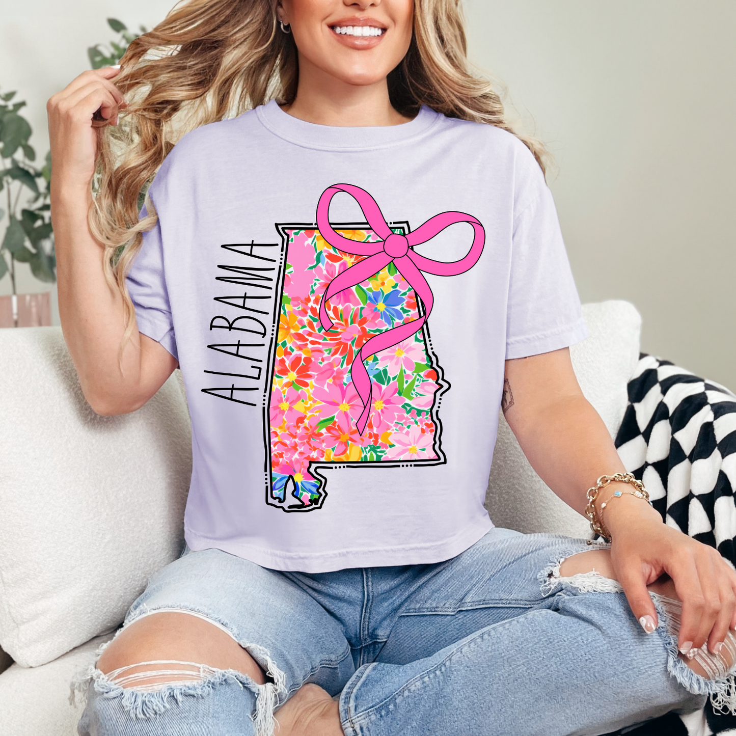 FLORAL ALABAMA - PINK -  DTF TRANSFER