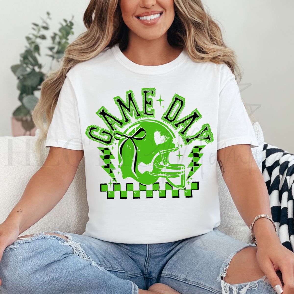 COQUETTE GAME DAY *BLACK/GREEN-GREEN OUTLINE* - DTF TRANSFER