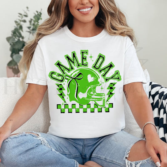 COQUETTE GAME DAY *BLACK/GREEN-GREEN OUTLINE* - DTF TRANSFER