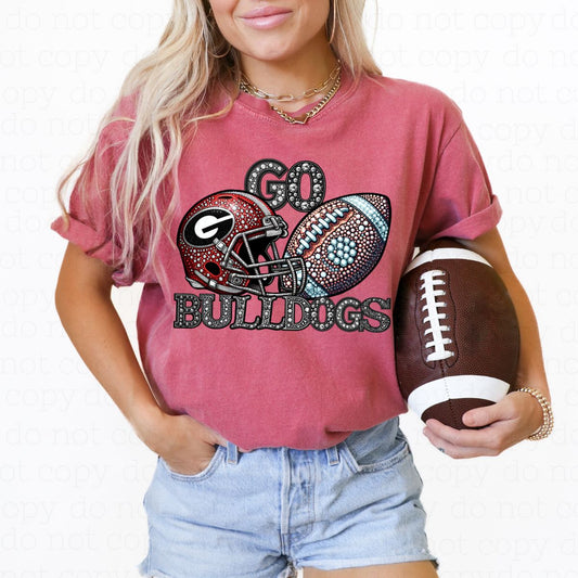GO BULLDOGS *FAUX RHINESTONES* - DTF TRANSFER