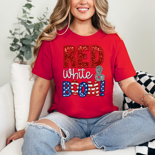 RED WHITE & BOOM  - DTF TRANSFER - Hectic Momma Printing