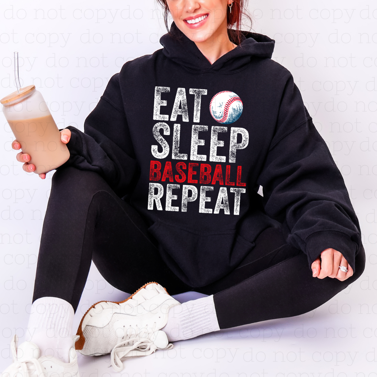 EAT SLEEP BASEBALL REPEAT - DTF TRANSFER - Hectic Momma Printing
