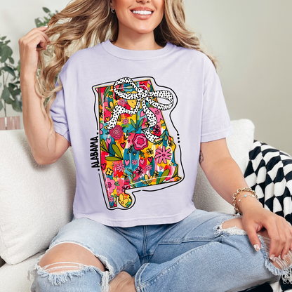 FLORAL ALABAMA - RED -  DTF TRANSFER