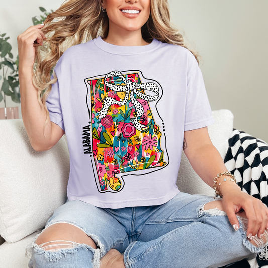 FLORAL ALABAMA - RED -  DTF TRANSFER