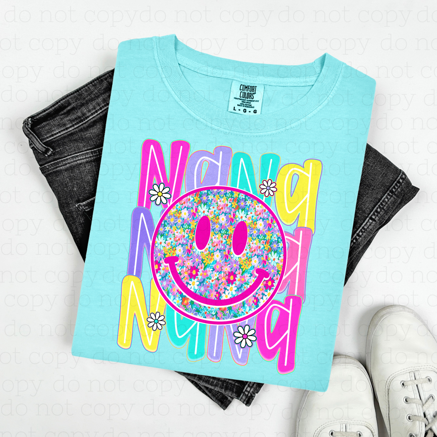 NANA FLORAL SMILEY - DTF TRANSFER