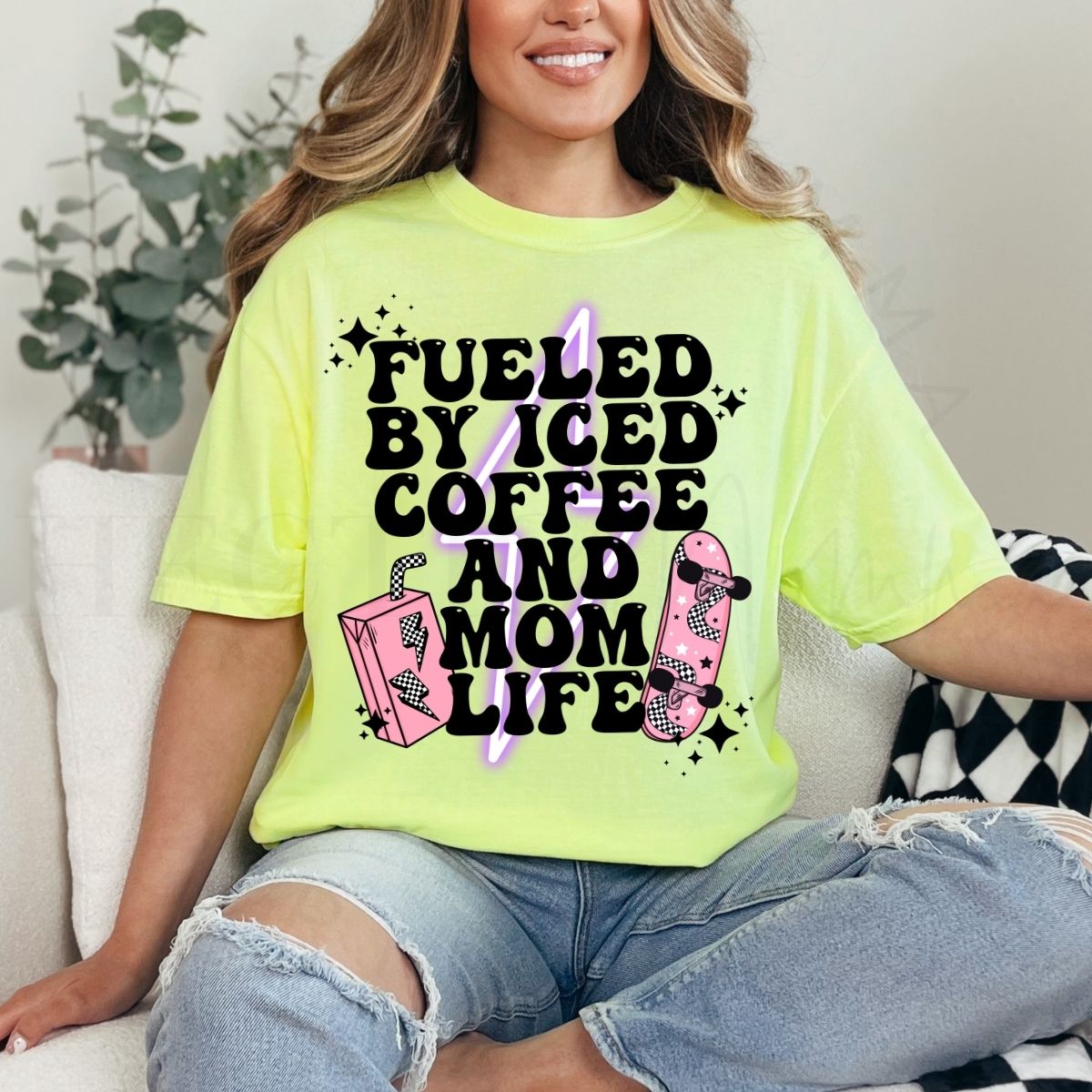 FUELED BY ICED COFFEE AND MOM LIFE - DTF TRANSFER