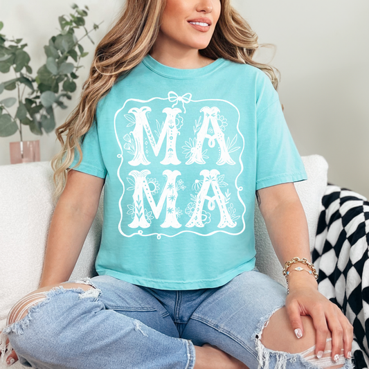 WHITE MAMA FLORAL & BOWS - DTF TRANSFER