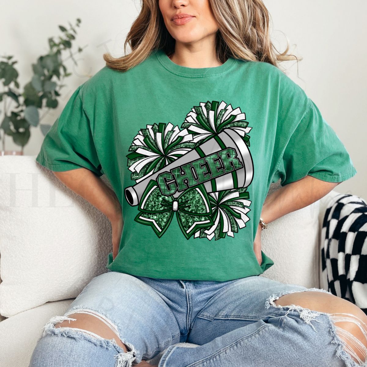 COQUETTE CHEER *FAUX GLITTER - GREEN* - DTF TRANSFER
