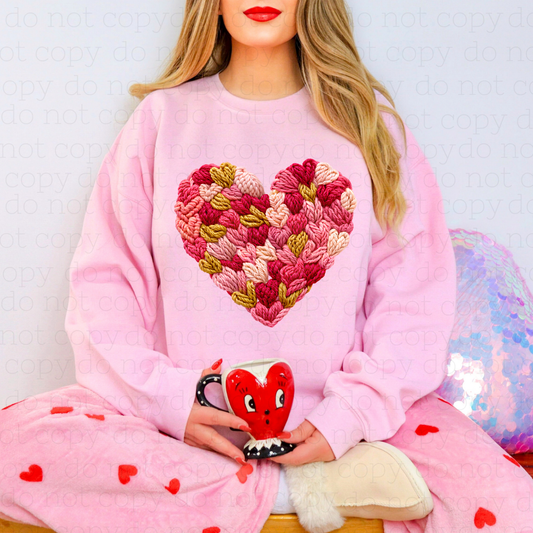 HEART MADE FROM LITTLE HEARTS - FAUX YARN - DTF TRANSFER