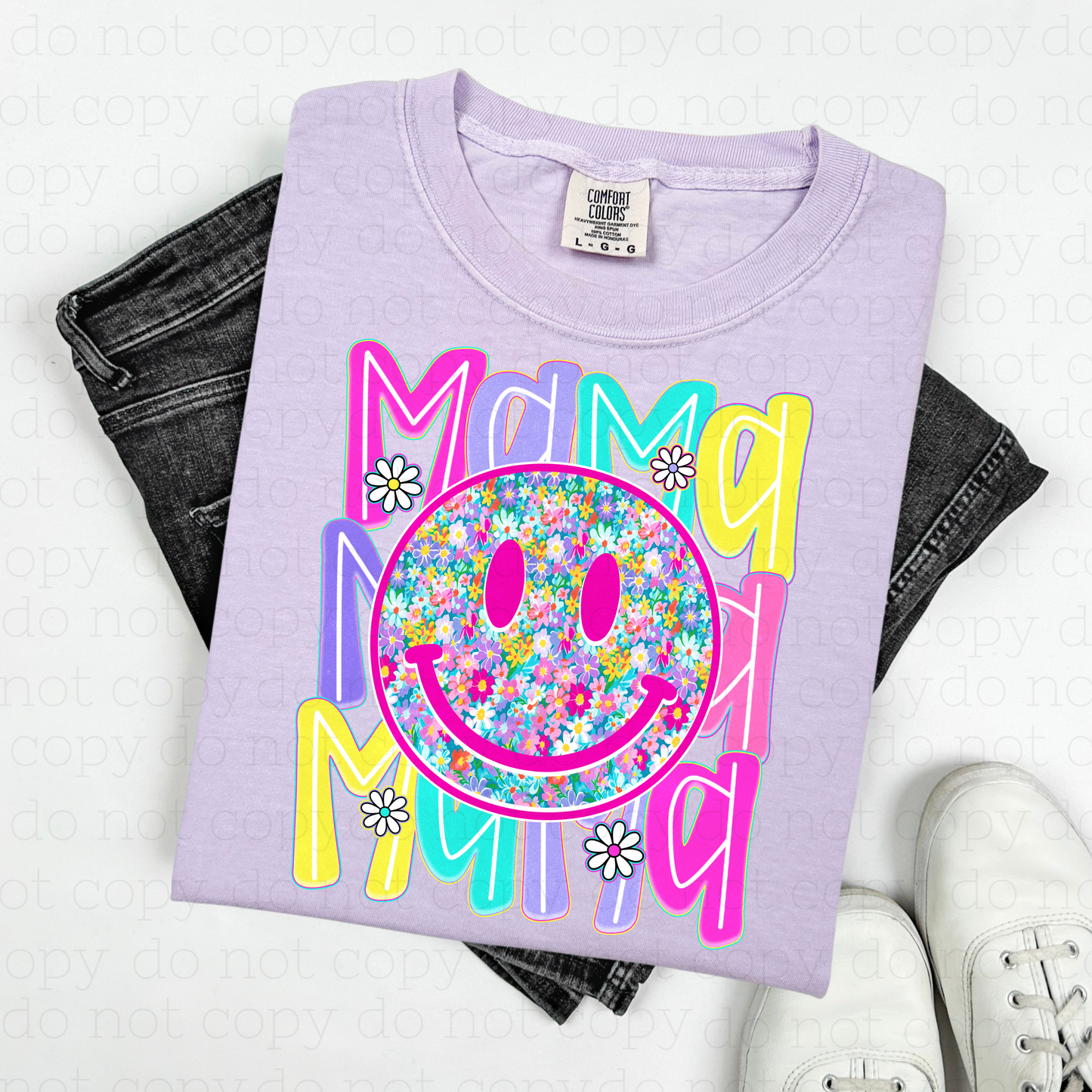 MAMA FLORAL SMILEY - DTF TRANSFER