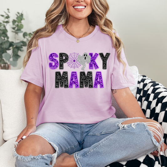 SPOOKY MAMA FAUX GLITTER  - DTF TRANSFER