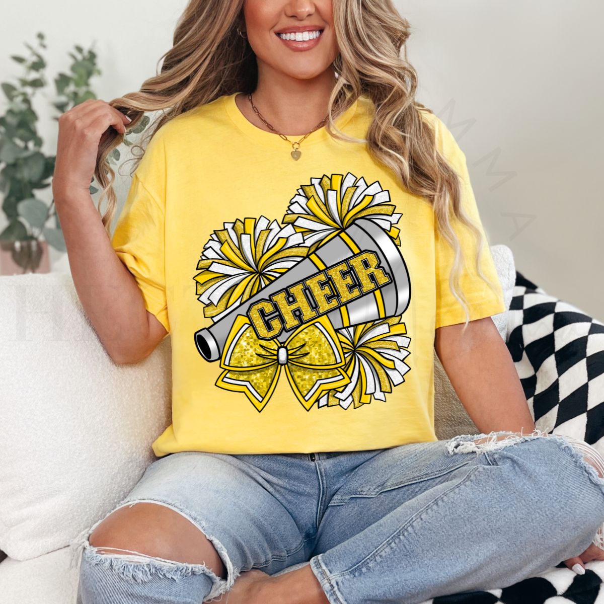 COQUETTE CHEER *FAUX GLITTER - YELLOW* - DTF TRANSFER