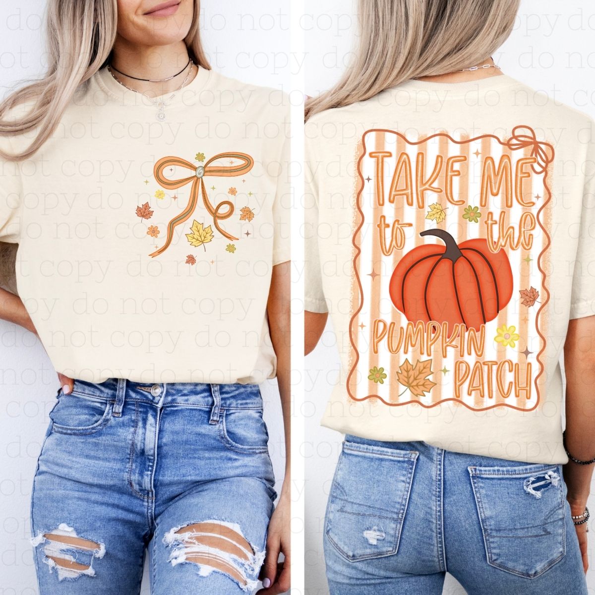 COQUETTE TAKE ME TO THE PUMPKIN PATCH *FRONT+SLEEVE* - DTF TRANSFER