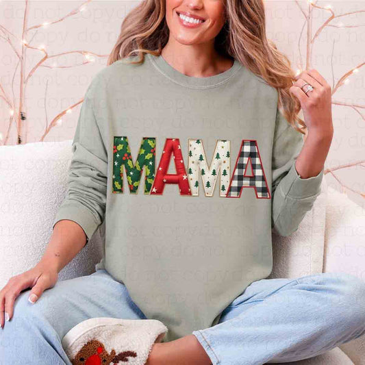 PATCHWORK CHRISTMAS MAMA - DTF TRANSFER