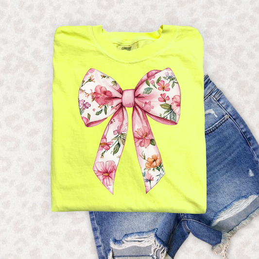 COQUETTE FLORAL BOW  - DTF TRANSFER - Hectic Momma Printing