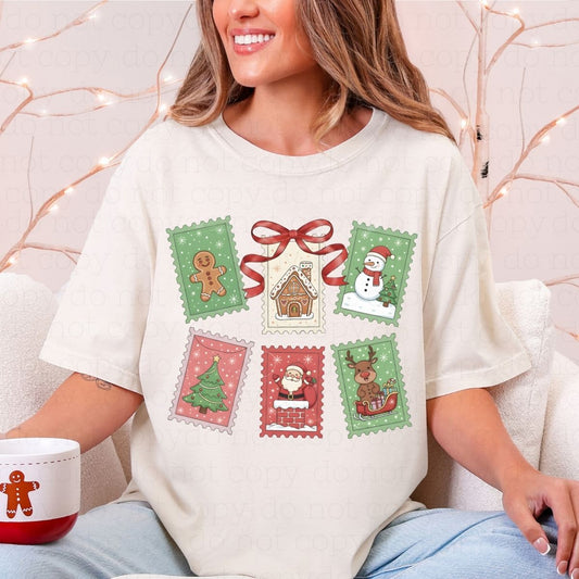 COQUETTE CHRISTMAS POSTAGE DOODLE - DTF TRANSFER