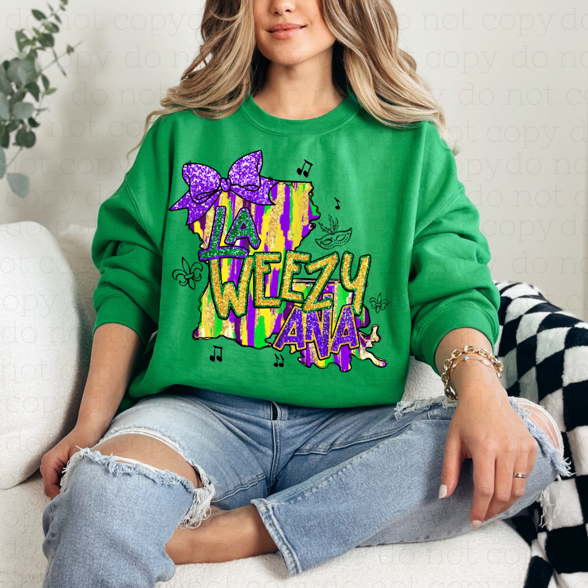 COQUETTE LA WEEZY ANA - BLACK + FAUX GLITTER - DTF TRANSFER