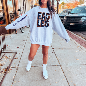 Youth  Local School Faux Sequins Faux Embroidered FULL Sweatshirt or T-shirt