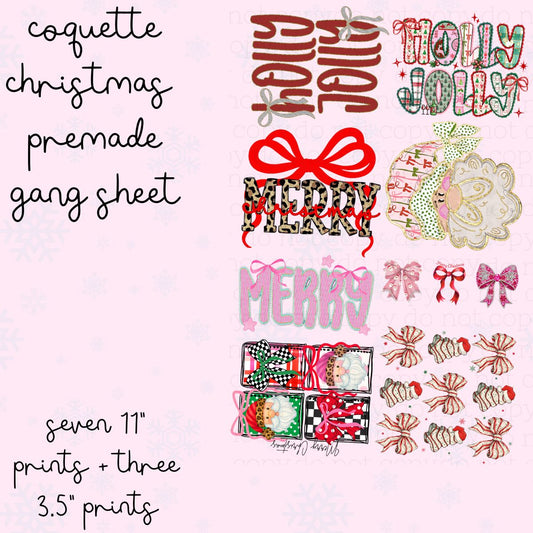 COQUETTE CHRISTMAS *2025* - 22.5X36 - DTF PREMADE GANG SHEET