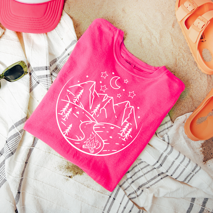 WHITE CAMPFIRE & SUNSETS - DTF TRANSFER