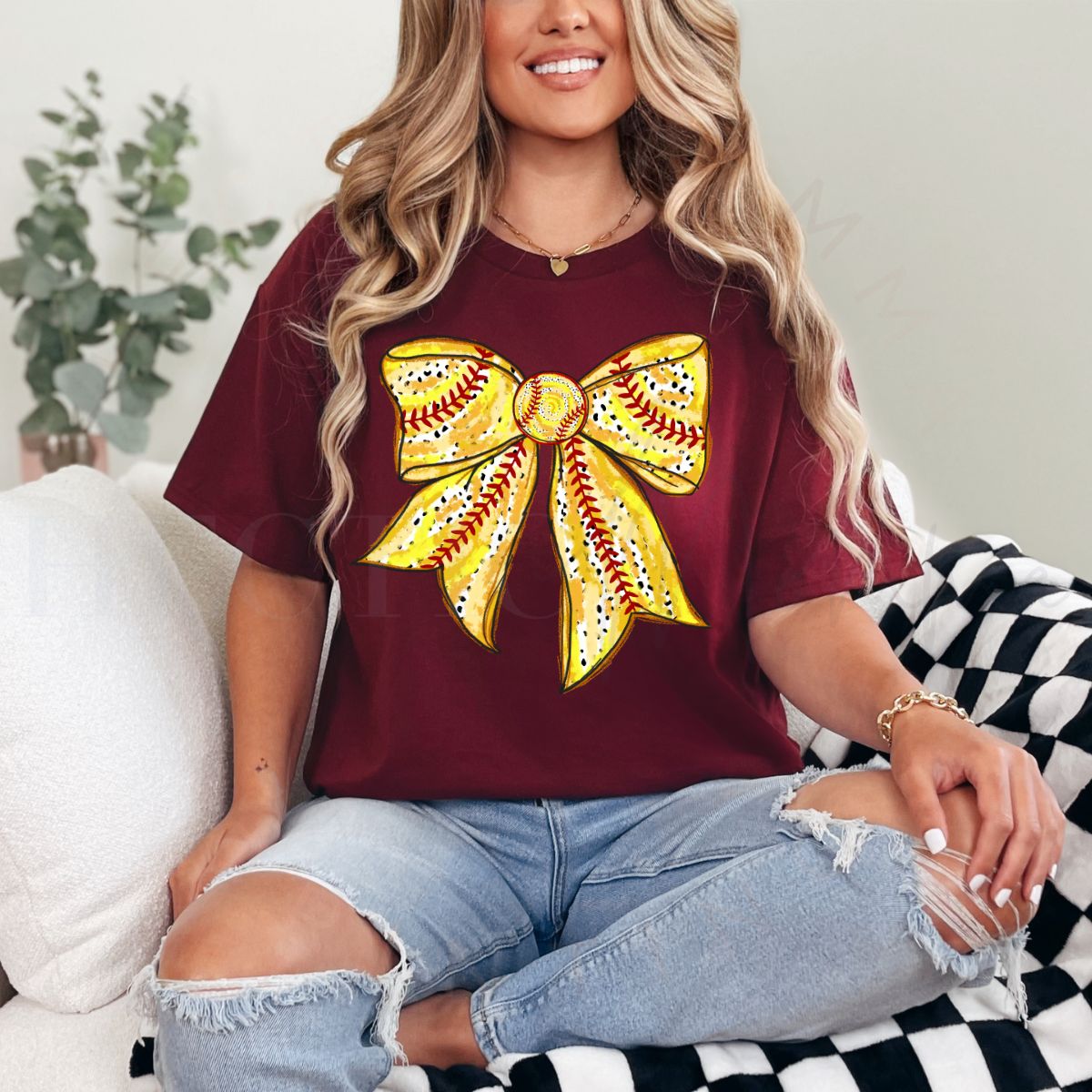 COQUETTE SOFTBALL BOW - DTF TRANSFER
