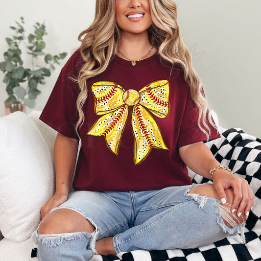 COQUETTE SOFTBALL BOW - DTF TRANSFER