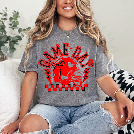 COQUETTE GAME DAY *BLACK/RED-RED OUTLINE* - DTF TRANSFER