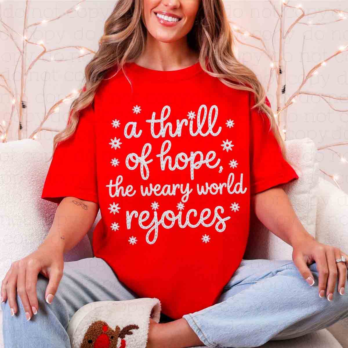 A THRILL OF HOPE, THE WEARY WORLD REJOICES *FAUX YARN* - DTF TRANSFER