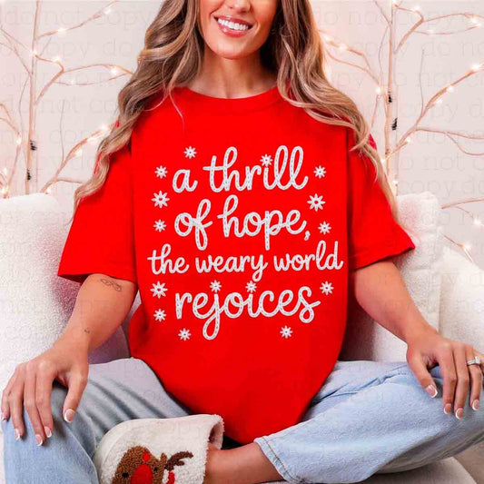 A THRILL OF HOPE, THE WEARY WORLD REJOICES *FAUX YARN* - DTF TRANSFER
