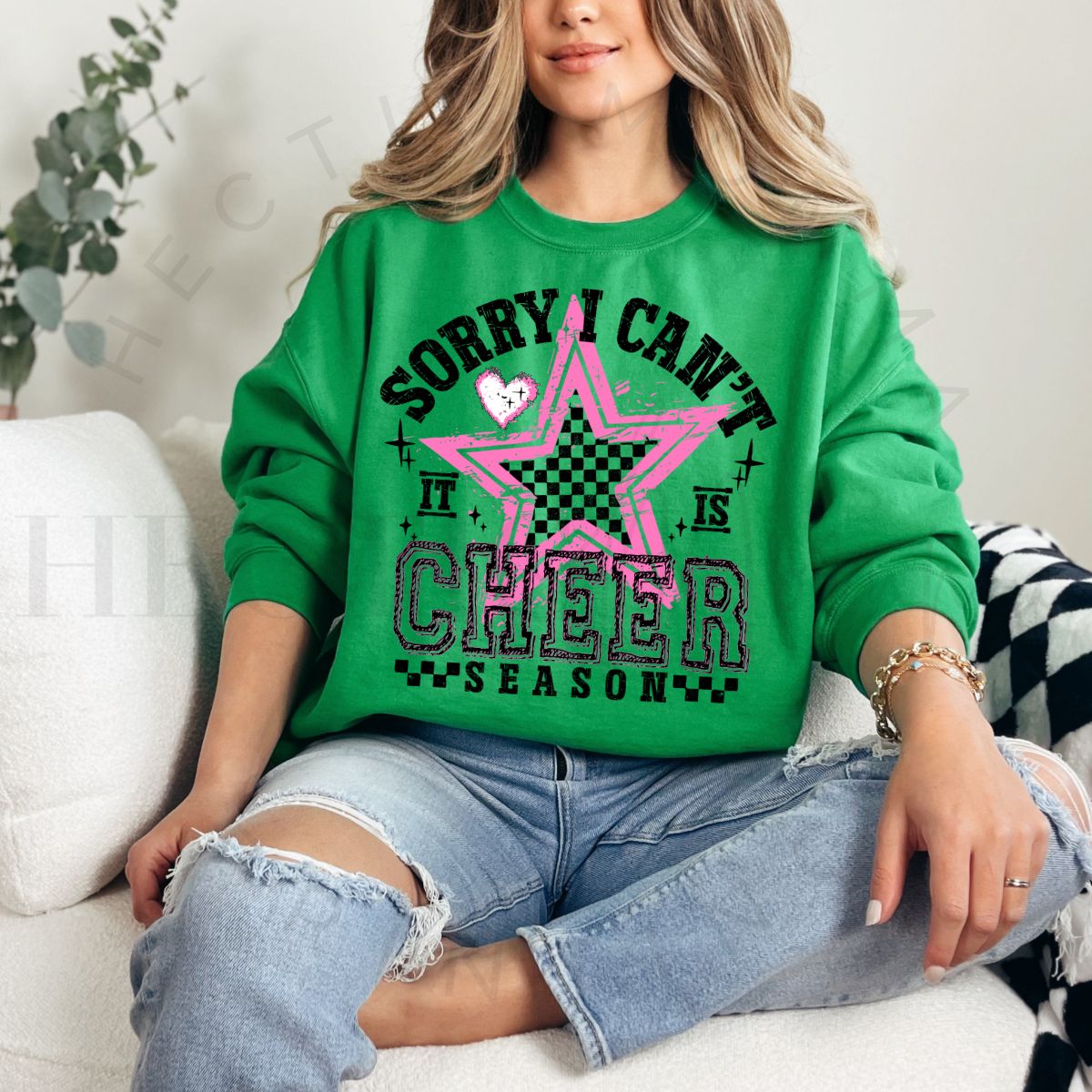 SORRY I CAN'T IT IS CHEER SEASON *PINK/BLACK* - DTF TRANSFER