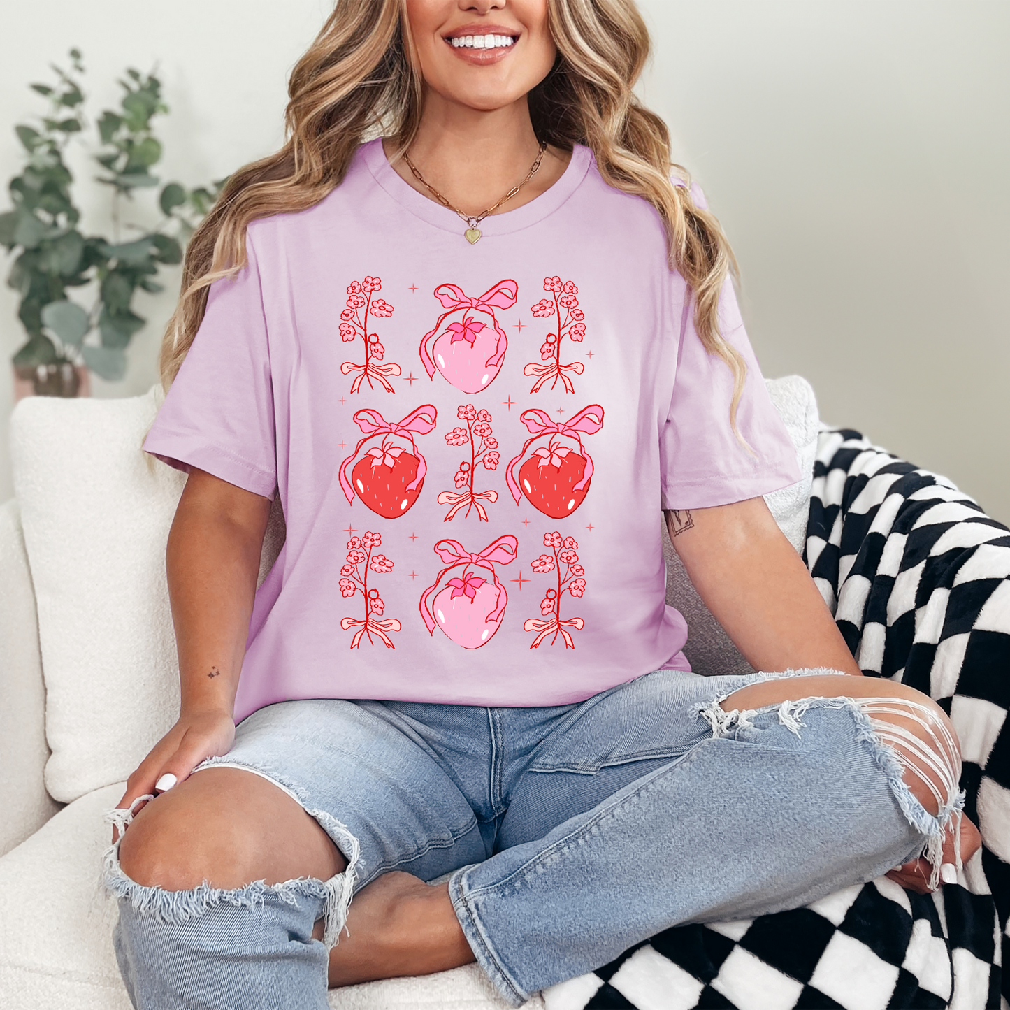 PINK STRAWBERRIES & BOWS COQUETTE -  DTF TRANSFER