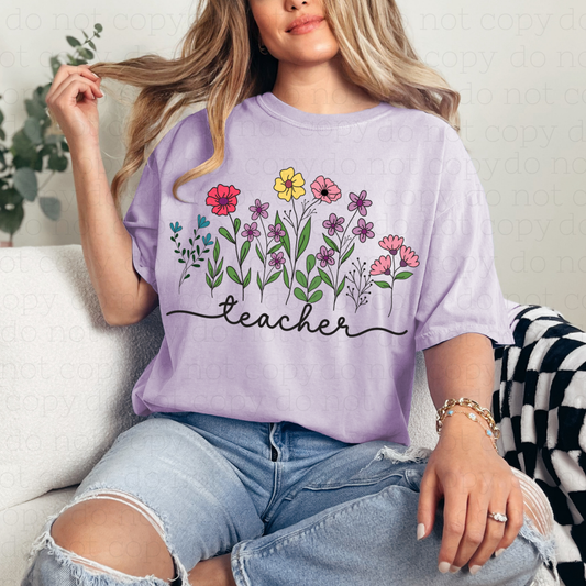 FLORAL TEACHER - DTF TRANSFER - Hectic Momma Printing