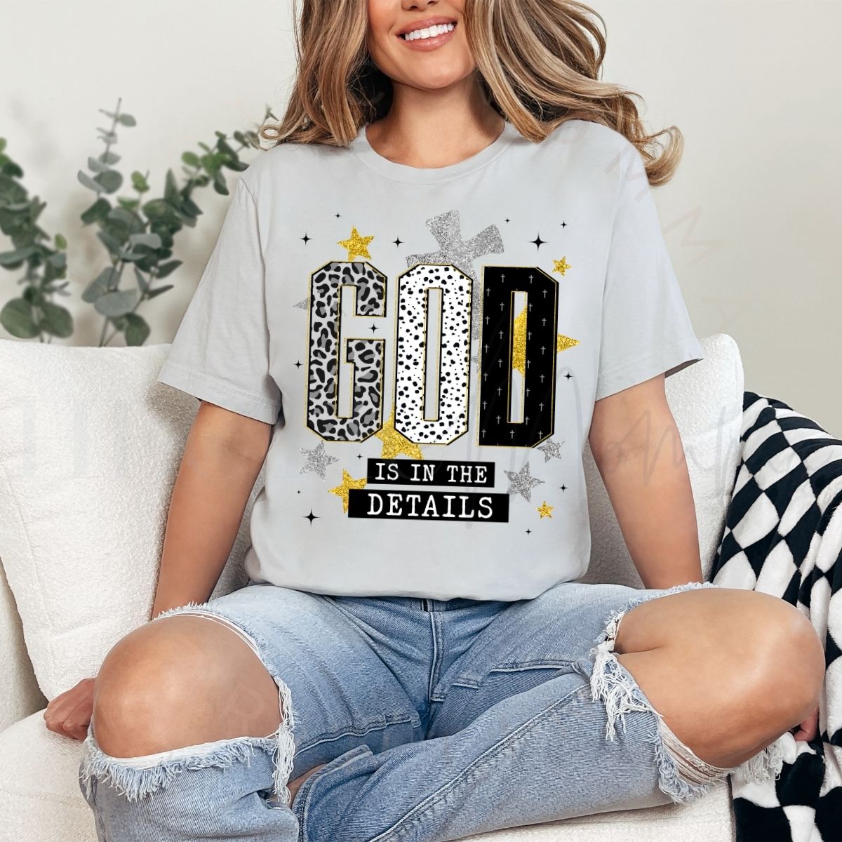 GOD IS IN THE DETAILS - FAUX GLITTER - DTF TRANSFER