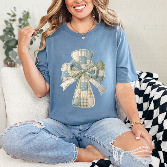 COQUETTE PATCHWORK CROSS - FAUX YARN - DTF TRANSFER