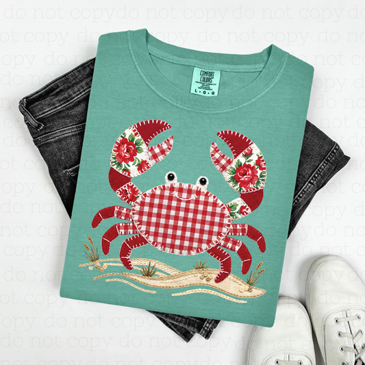 PATCHWORK CRAB - FAUX YARN - DTF TRANSFER - Hectic Momma Printing