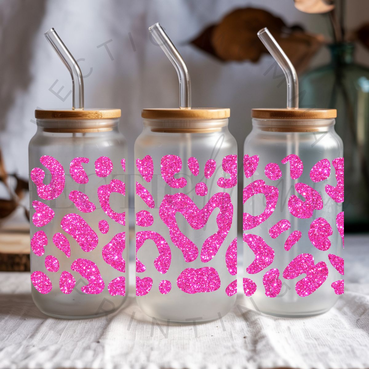 PINK ANIMAL PRINT *FAUX GLITTER* - UV DTF