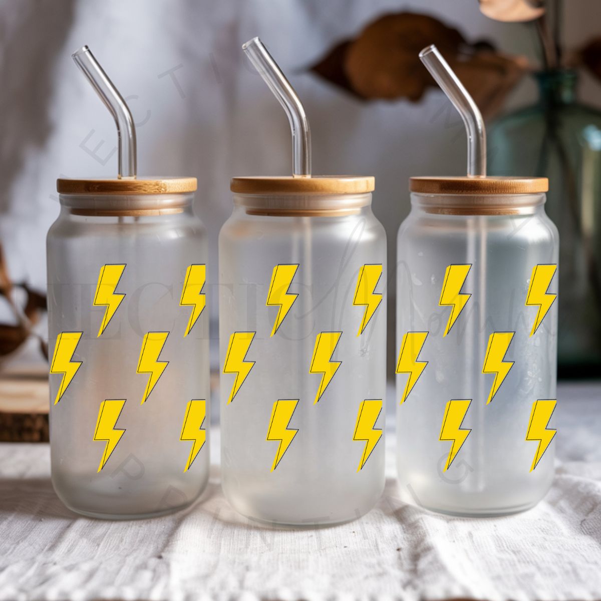 YELLOW LIGHTINING BOLTS - UV DTF